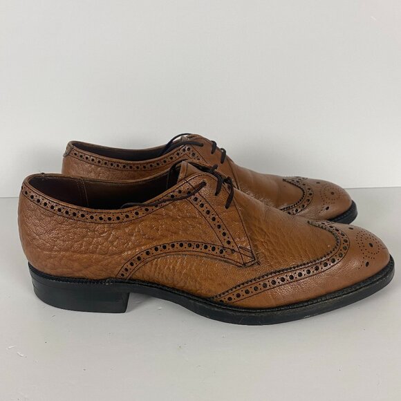 Vintage Hartt Dress Shoes Men's Size 11 Tan Camel Brown Derby Oxford Brogue - Picture 2 of 11